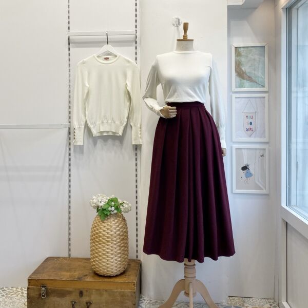 Bordo Kaşe Demain Etek