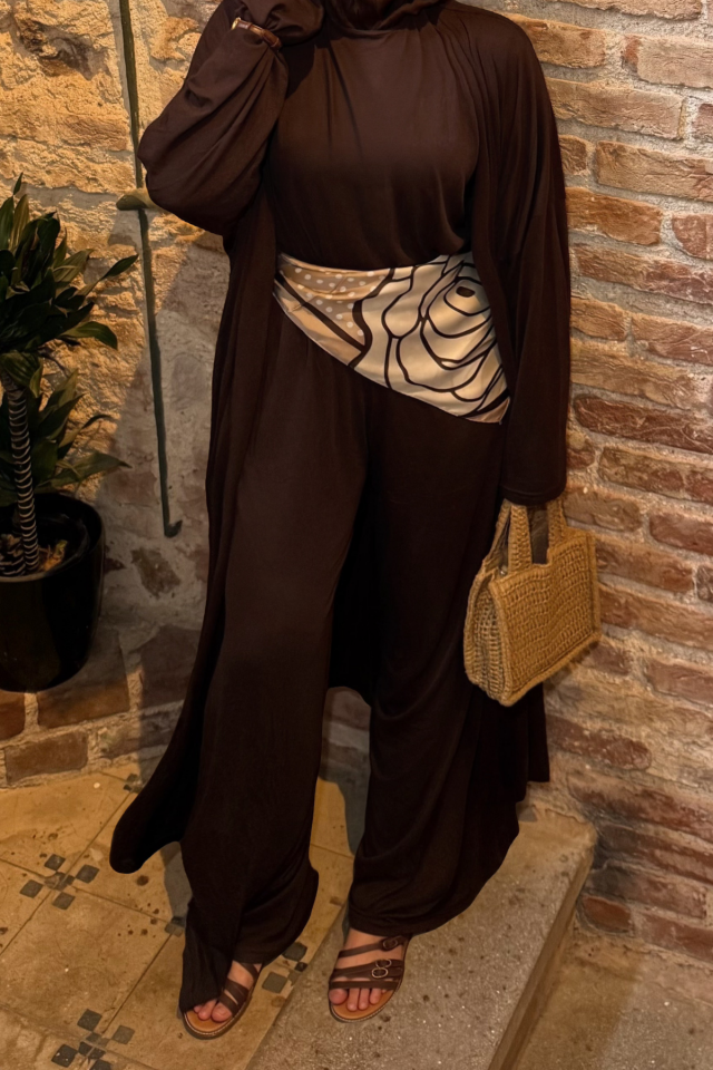 Faya Girls x Kahverengi Üçlü Cozy Takım
