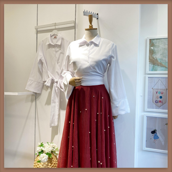 BAĞLAMALI BEYAZ GÖMLEK