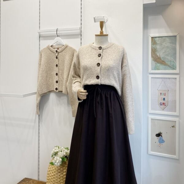 Vizon Dik Yaka Düğmeli Yumuşak Dokulu Hırka