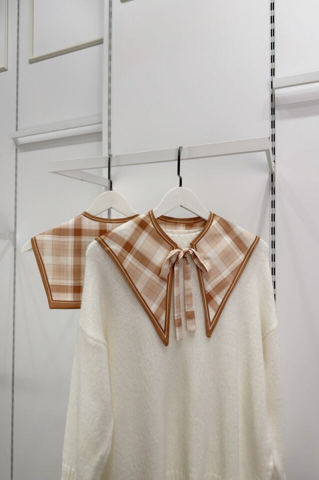 Camel Ekose Desenli Muse Yaka