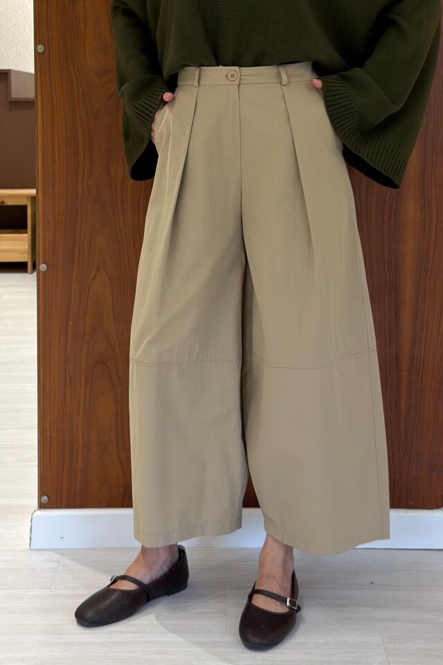 Camel Poplin Kumaş Dimni Pantolon