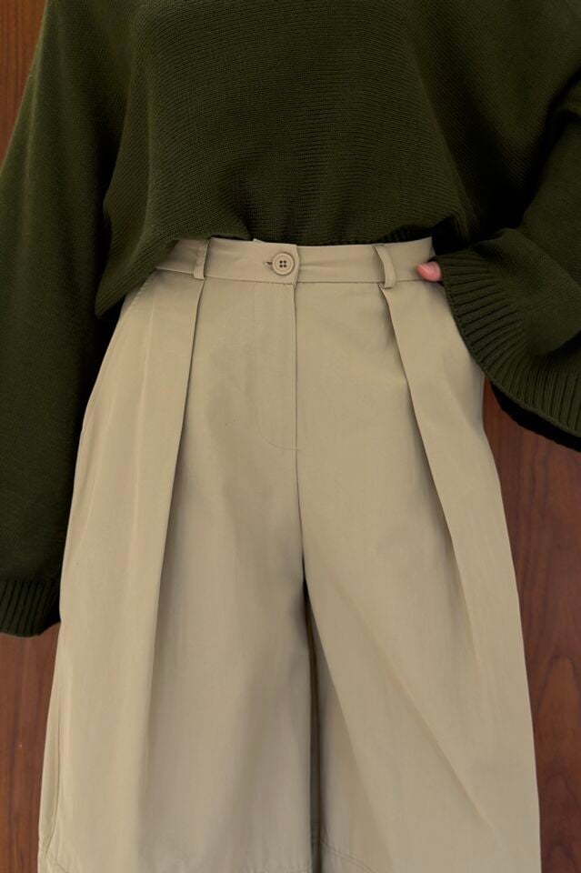 Camel Poplin Kumaş Dimni Pantolon