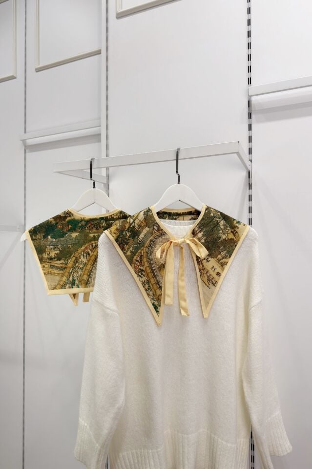 Haki Yeşili Bridge Desenli Muse Yaka