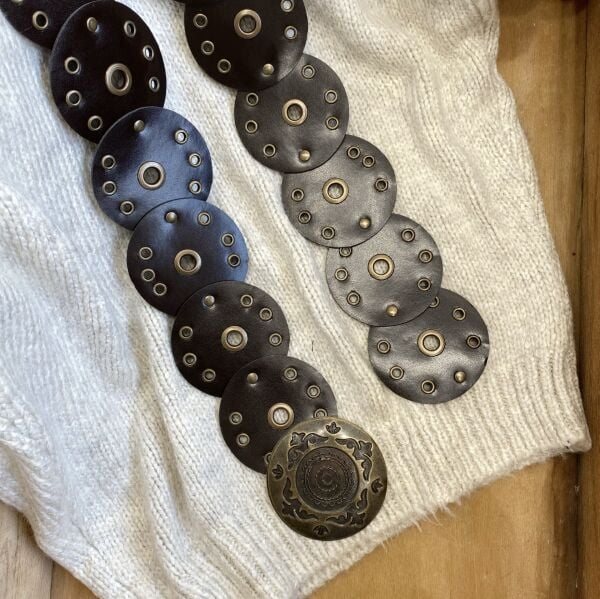 Acı Kahve Yuvarlak Tokalı Bohem Deri Kemer