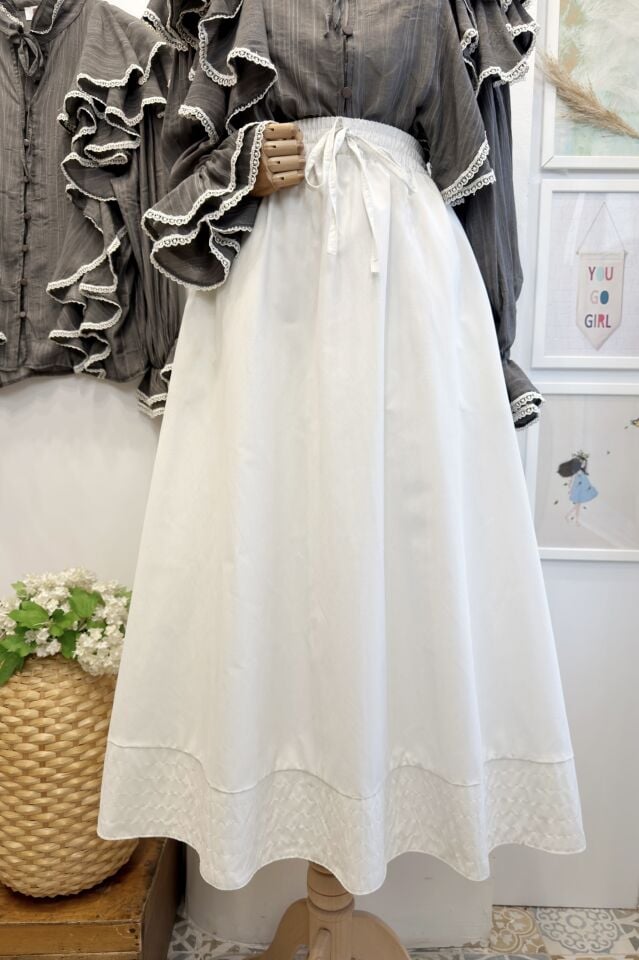 Kireç Beyazı Beli Lastikli Zeran Etek