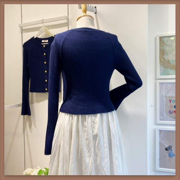 ispanyol Kol Lacivert Triko Hırka