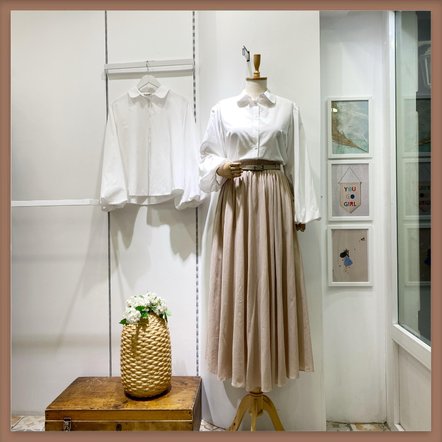 Bej Ceinture Kemerli Etek