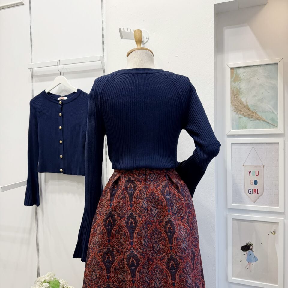 İspanyol Kol Lacivert Triko Hırka