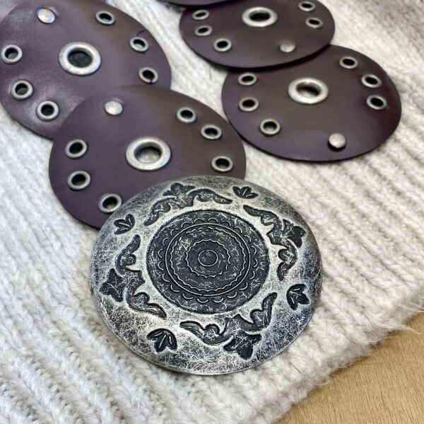 Mürdüm Yuvarlak Tokalı Bohem Deri Kemer