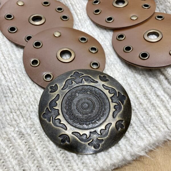 Taba Yuvarlak Tokalı Bohem Deri Kemer