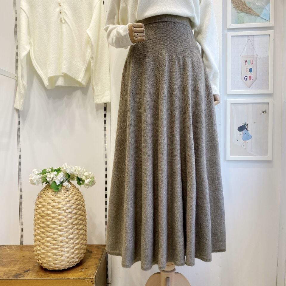 Vizon Triko Kumaş Kloş Etek