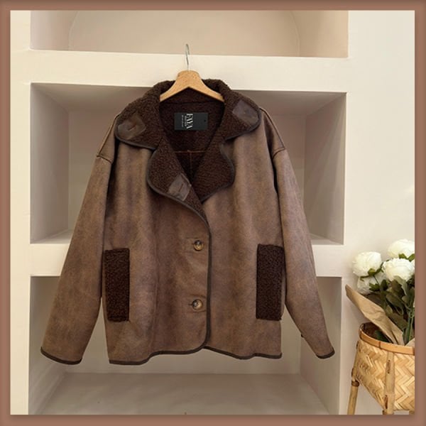 Braune Jacke aus Wollwildleder