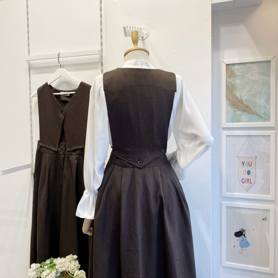 Acı Kahve Düğme Detaylı Falling Takım