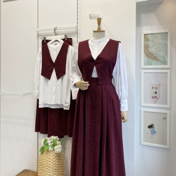 Bordo Kırçıl Desenli Rüya Takım