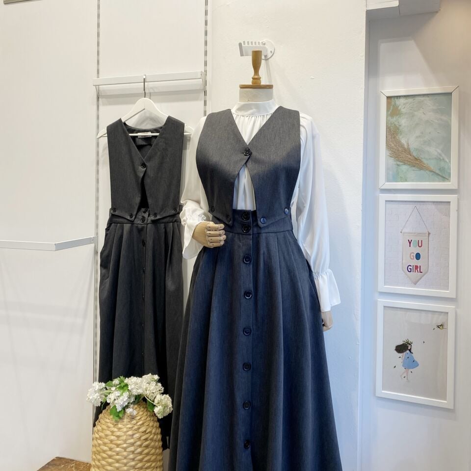 Antrasit Düğme Detaylı Falling Takım