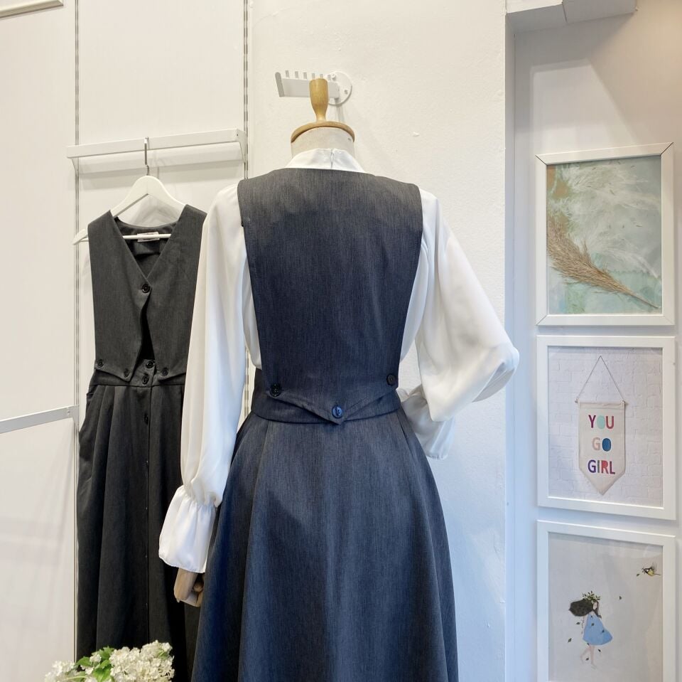 Antrasit Düğme Detaylı Falling Takım