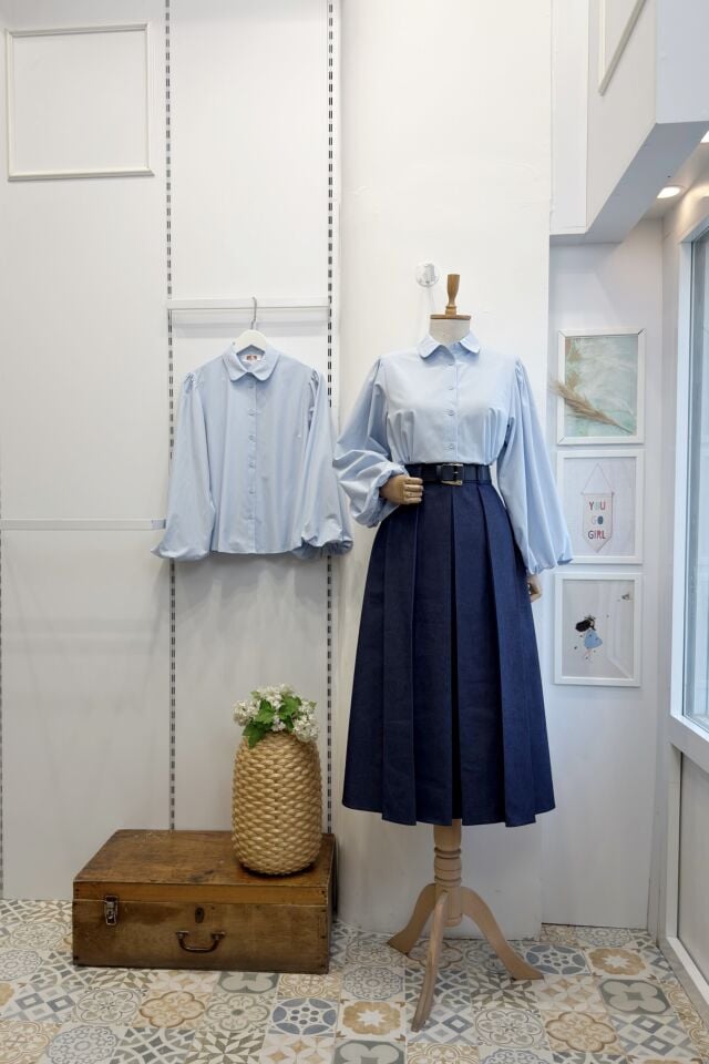 Lacivert Kalın Pileli Kemer Detaylı Sunrise Etek