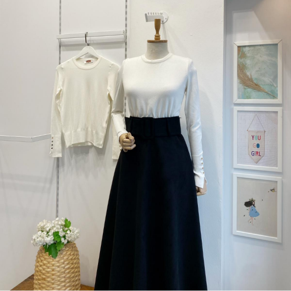 Ekru Bisiklet Yaka Kol Ortası Droplu Triko Kazak