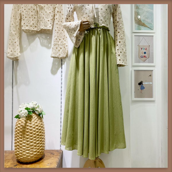 Açık Yeşil Ceinture Kemerli Etek