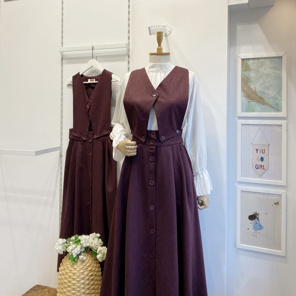 Bordo Düğme Detaylı Falling Takım