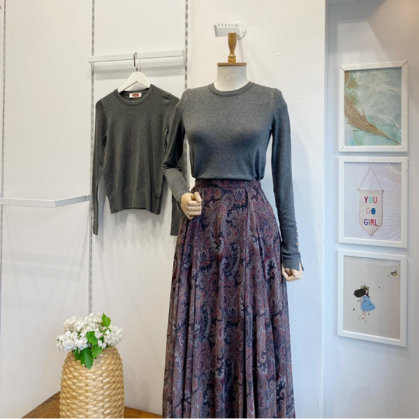 Antrasit Bisiklet Yaka Kol Ortası Droplu Triko Kazak