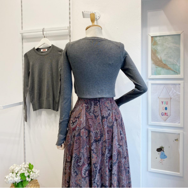 Antrasit Bisiklet Yaka Kol Ortası Droplu Triko Kazak