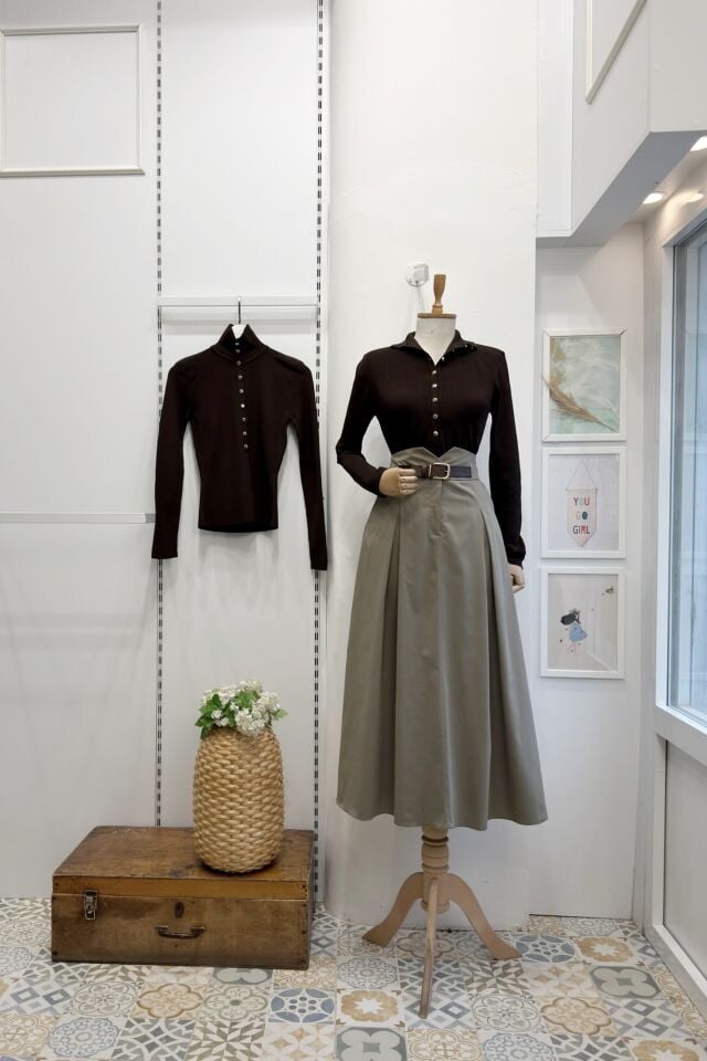 Çağla Yeşili Kemer Detaylı Maribel Etek