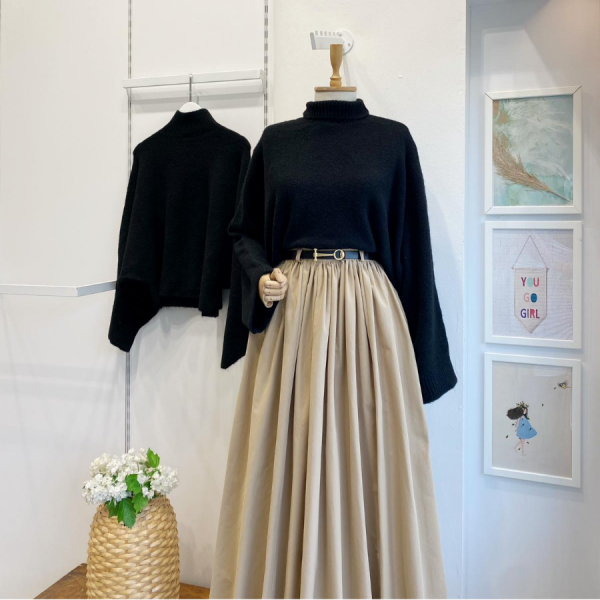 Siyah Yumuşak Dokulu Yarasa Kol Kazak