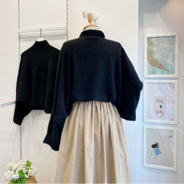 Siyah Yumuşak Dokulu Yarasa Kol Kazak