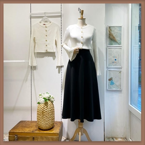 Siyah scuba kumaş etek