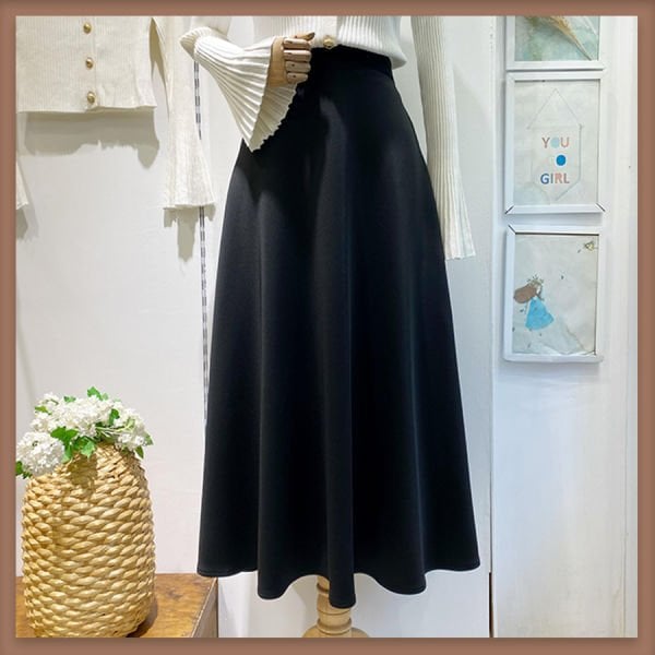 Siyah scuba kumaş etek