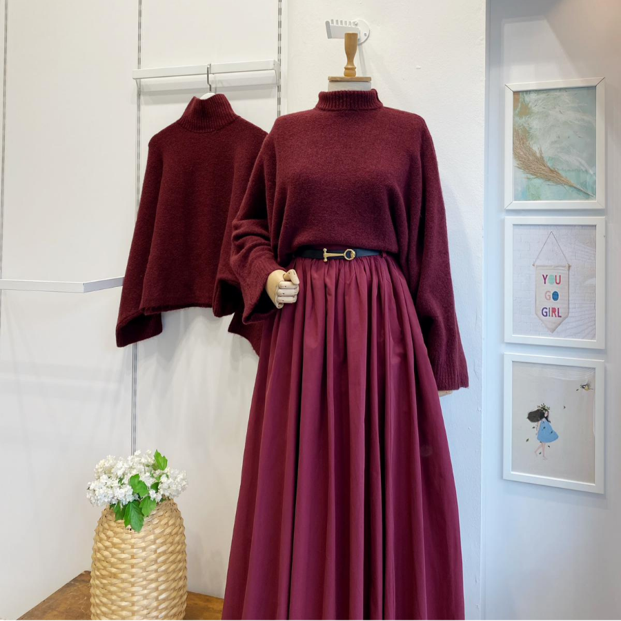 Bordo Yumuşak Dokulu Yarasa Kol Kazak