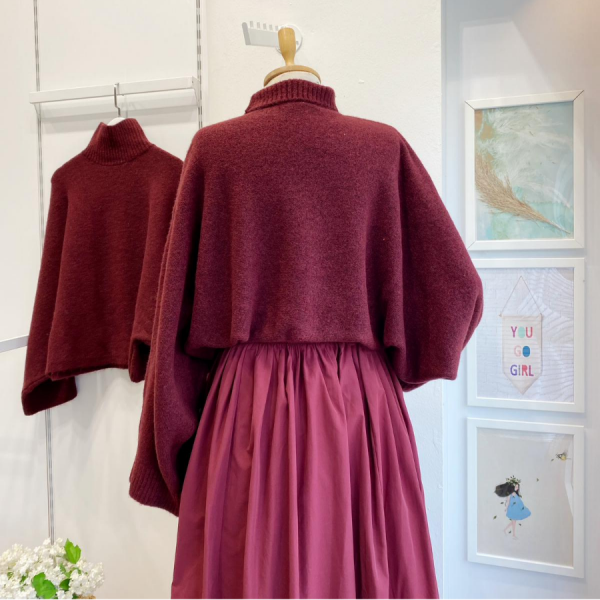 Bordo Yumuşak Dokulu Yarasa Kol Kazak