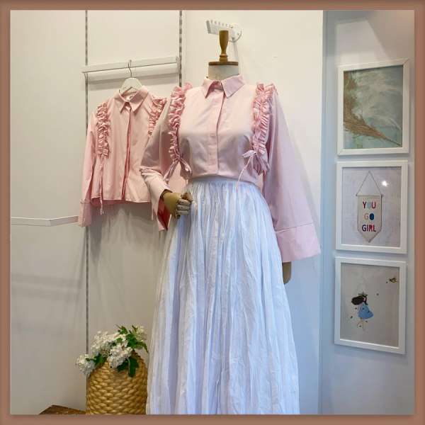 Pembe Fırfırlı Poplin Gömlek