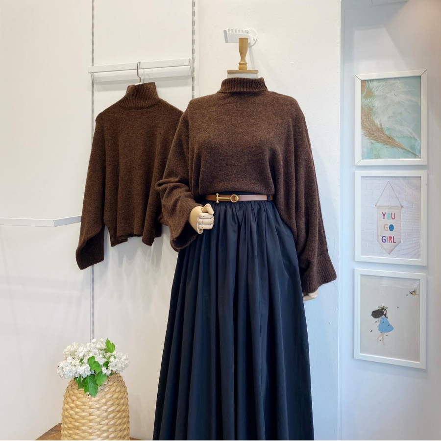 Kahverengi Yumuşak Dokulu Yarasa Kol Kazak