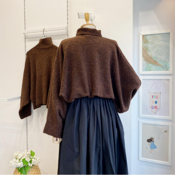 Kahverengi Yumuşak Dokulu Yarasa Kol Kazak