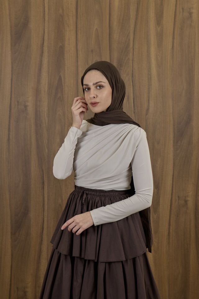 Taş Rengi Jarse Bluz