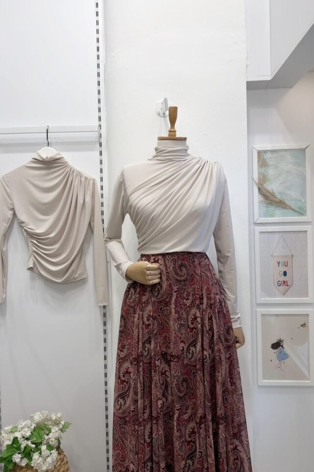 Taş Rengi Jarse Bluz