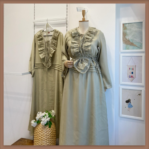 Çağla Yeşili Şifon Paris Elbise