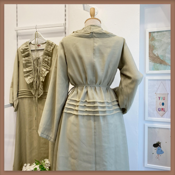 Çağla Yeşili Şifon Paris Elbise