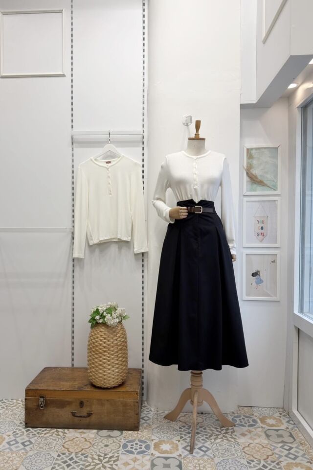 Siyah Kemer Detaylı Maribel Etek