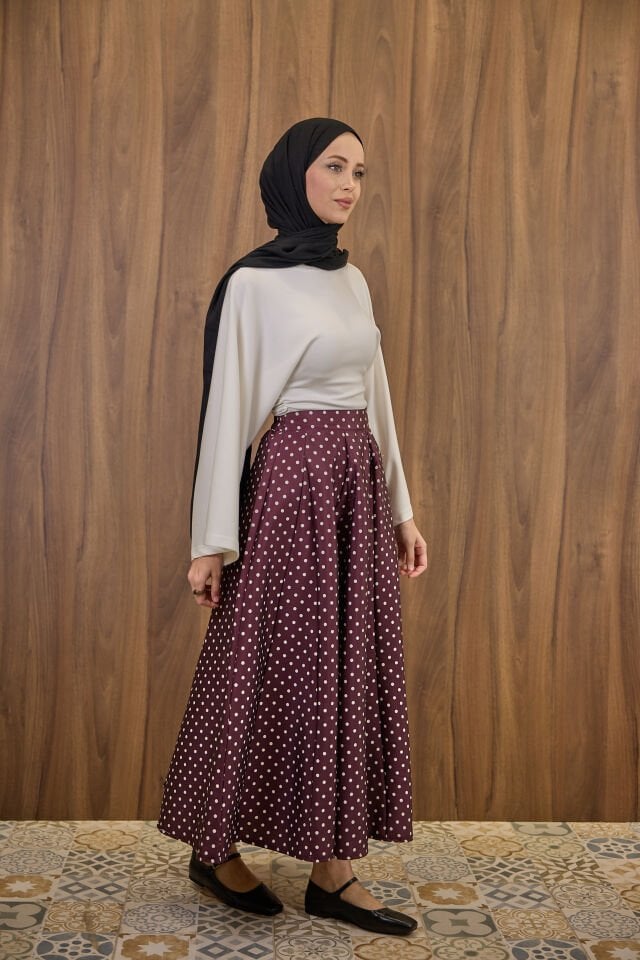 Mürdüm Puantiye Kloş Etek