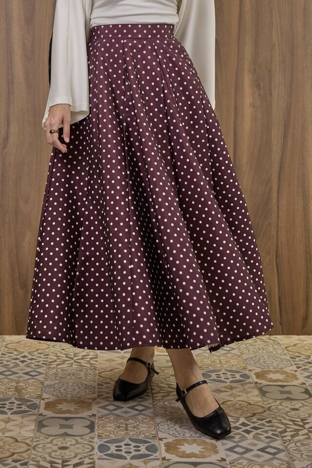 Mürdüm Puantiye Kloş Etek