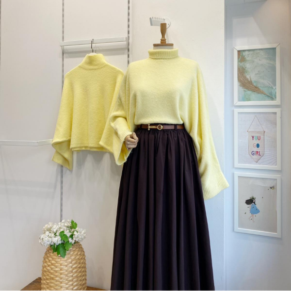 Butteryellow Yumuşak Dokulu Yarasa Kol Kazak