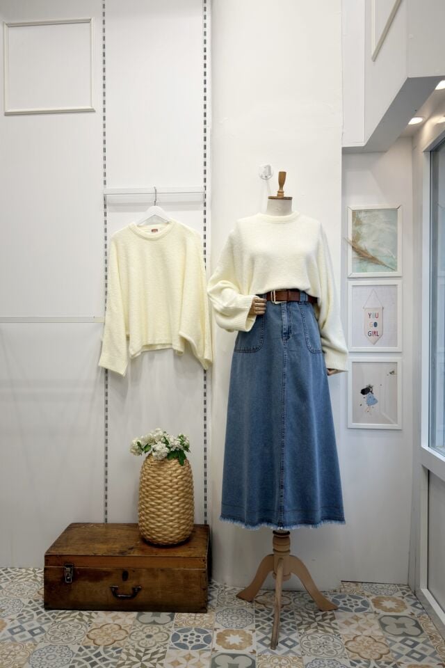 Açık Renk Taba Kemerli Kalem Kot Etek