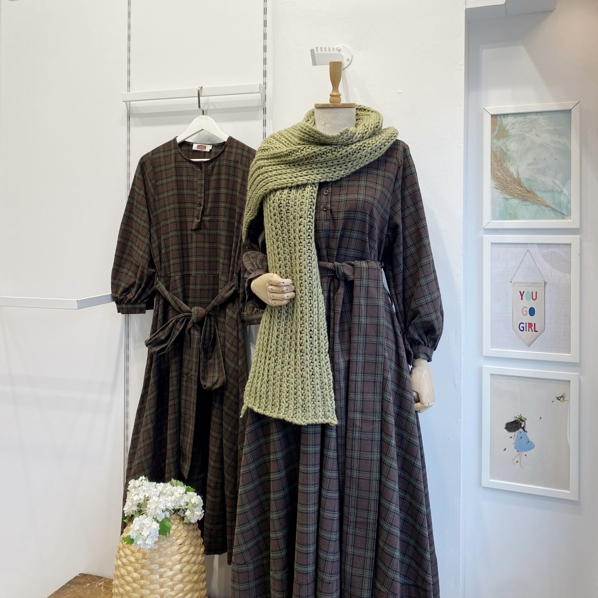 Yeşil Brioche Örgü Atkı