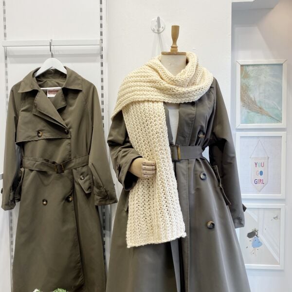 Krem Brioche Örgü Atkı