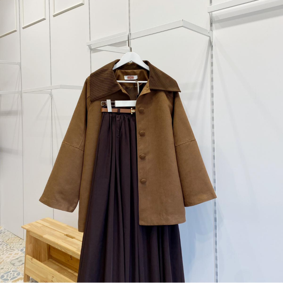 Kahverengi Kuşaklı Süet Ceket