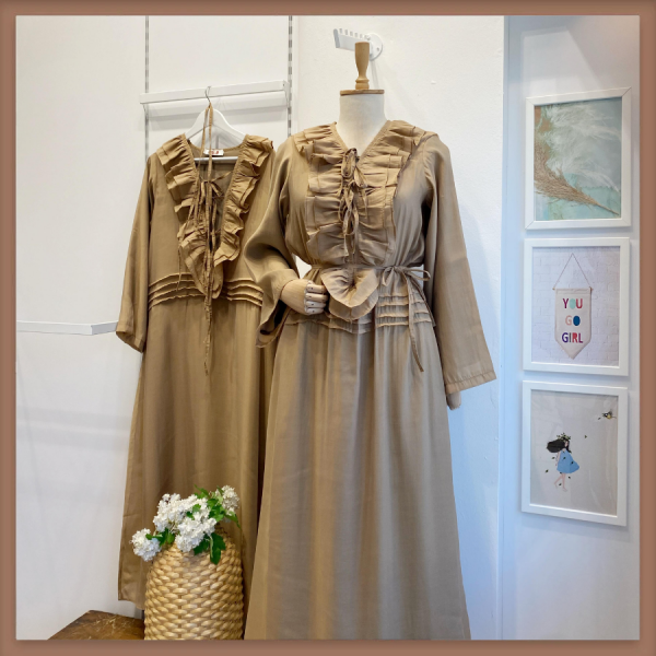 Camel Şifon Paris Elbise